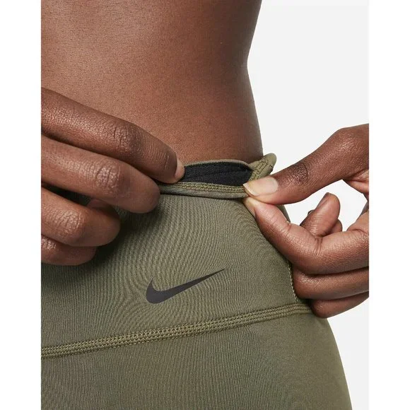 Nike One Womens Mid Rise 7" Bike Shorts Dri-Fit Olive/Black Plus Size 2X - Picture 6 of 7